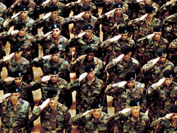 102nd Infantry salute before deployment  to Afghanistan, 2006