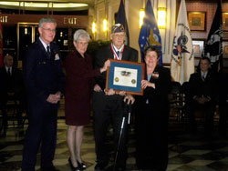 MOPH patriot Burke Ross is presented a Citation for entry into CT Veterans Hall of Fame from VA Commissioner Schwartz